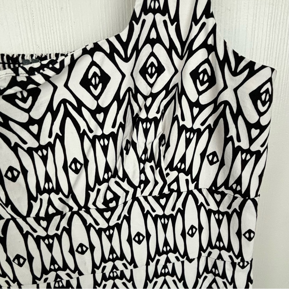 Anthropologie Dress Womens XL Blythe Black White Square Neck Tiered Midi - Picture 5 of 14